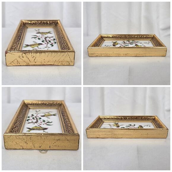 Vintage Verilyn Gallery Hand Painted Spain Spanish Painting Birds Cherry Tree - Picture 6 of 9